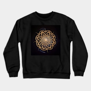 Flower of life mandala gold on black Crewneck Sweatshirt